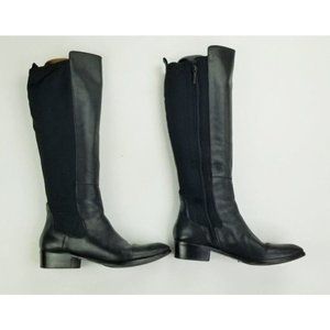 Donald Pliner 8.5M Black Leather & Textile Stretch Combo Knee High Ridding Boots